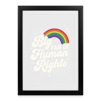 Grand fan du design arc-en-ciel des droits de l’homme - Affiche encadrée (27 × 37 cm) - noir - Devant