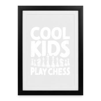 Les enfants cool jouent aux échecs Joueurs d’échecs - Affiche encadrée (27 × 37 cm) - noir - Devant