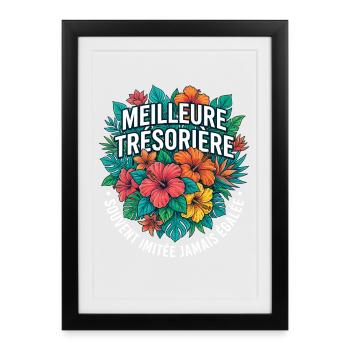 Métier Meilleur Trésorière Fleurs - Affiche encadrée (27 × 37 cm) - noir - Devant