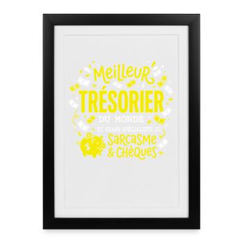 Humour Métier Meilleur Trésorier - Affiche encadrée (27 × 37 cm) - noir - Devant