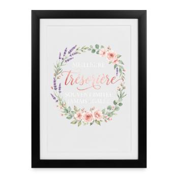 Métier Meilleur Trésorière Fleurs - Affiche encadrée (27 × 37 cm) - noir - Devant