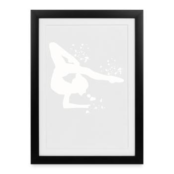 Gymnaste avec massues gymnastique rythmique - Affiche encadrée (27 × 37 cm) - noir - Devant