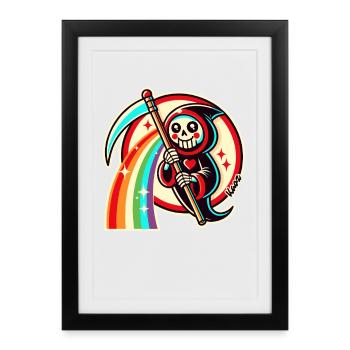 Faucheuse arc-en-ciel - Affiche encadrée (27 × 37 cm) - noir - Devant