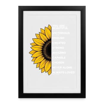 La foi chrétienne du tournesol prie Jésus - Affiche encadrée (27 × 37 cm) - noir - Devant