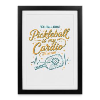 Le pickleball est mon cardio Joueur drôle de pickleball - Affiche encadrée (27 × 37 cm) - noir - Devant