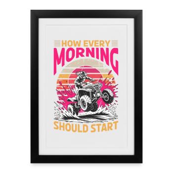 Quad ATV Femme Fille Quad Quad - Affiche encadrée (27 × 37 cm) - noir - Devant