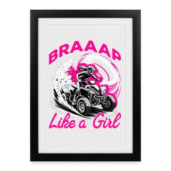 Quad ATV Femme Fille Quad Quad - Affiche encadrée (27 × 37 cm) - noir - Devant