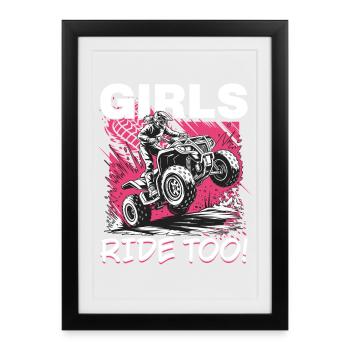 Quad ATV Femme Fille Quad Quad - Affiche encadrée (27 × 37 cm) - noir - Devant
