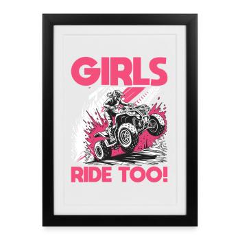 Quad ATV Femme Fille Quad Quad - Affiche encadrée (27 × 37 cm) - noir - Devant