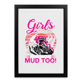 Quad ATV Femme Fille Quad Quad - Affiche encadrée (27 × 37 cm) - noir - Devant