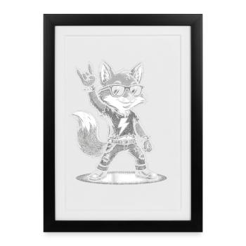 Heavy Metal Rock Music Fox - Framed poster (27 × 37 cm) - black - Front