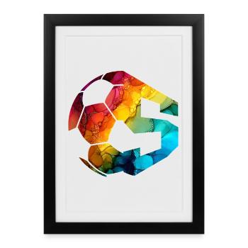 NON. 5 FOOTBALLEUR NUMÉRO 5 FOOTBALL 5E ANNIVERSAIRE - Affiche encadrée (27 × 37 cm) - noir - Devant
