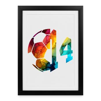 NO. 14 FOOTBALLER NUMBER 14 FOOTBALL 14TH BIRTHDAY - Framed poster (27 × 37 cm) - black - Front