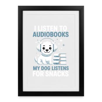 Fans de livres audio des chiens lisant un cadeau de lecture - Affiche encadrée (27 × 37 cm) - noir - Devant