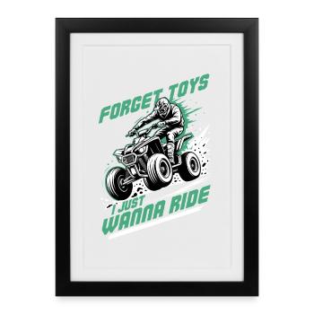 Quad ATV Garçons Hommes Quad Wheeler - Affiche encadrée (27 × 37 cm) - noir - Devant