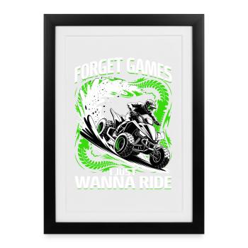 Quad ATV Garçons Hommes Quad Wheeler - Affiche encadrée (27 × 37 cm) - noir - Devant