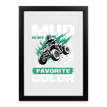 Quad ATV Garçons Hommes Quad Wheeler - Affiche encadrée (27 × 37 cm) - noir - Devant