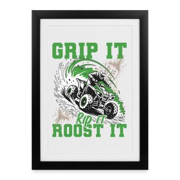 Quad ATV Garçons Hommes Quad Wheeler - Affiche encadrée (27 × 37 cm) - noir - Devant