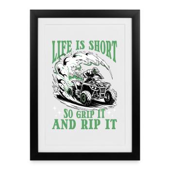 Quad ATV Garçons Hommes Quad Wheeler - Affiche encadrée (27 × 37 cm) - noir - Devant
