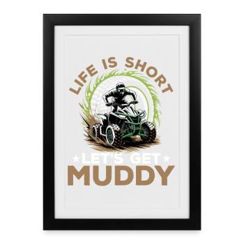 Quad ATV Garçons Hommes Quad Wheeler - Affiche encadrée (27 × 37 cm) - noir - Devant