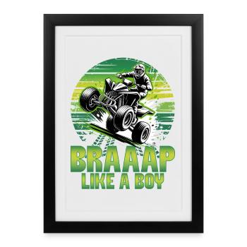 Quad ATV Garçons Hommes Quad Wheeler - Affiche encadrée (27 × 37 cm) - noir - Devant