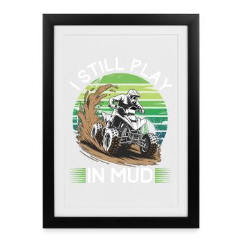 Quad ATV Garçons Hommes Quad Wheeler - Affiche encadrée (27 × 37 cm) - noir - Devant