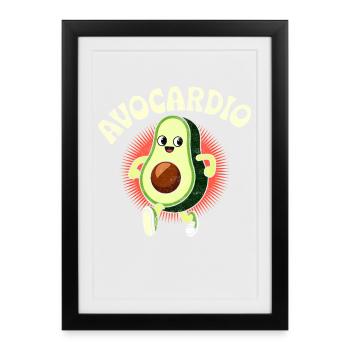Avocardio Fitness Mascotte Avocat AMUSANTE - Affiche encadrée (27 × 37 cm) - noir - Devant