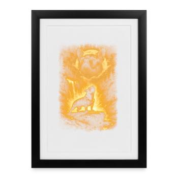 French Bulldog, Moon - Framed poster (27 × 37 cm) - black - Front