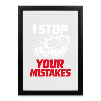 Gardien de but de hockey Cadeau de but Vie de gardien de hockey - Affiche encadrée (27 × 37 cm) - noir - Devant
