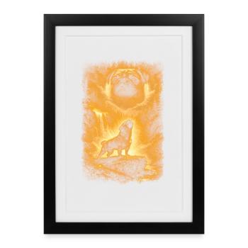 Pug, Moon - Framed poster (27 × 37 cm) - black - Front