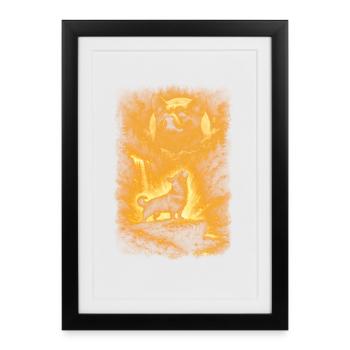 Corgi, Moon - Framed poster (27 × 37 cm) - black - Front