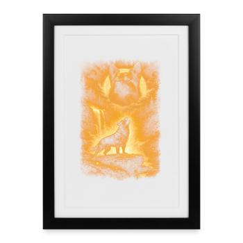 German Shepherd, Moon - Framed poster (27 × 37 cm) - black - Front