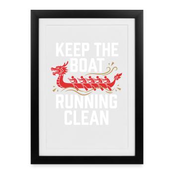 Équipe de pagayeurs du Dragon Boat Club Cadeau de bateaux Dragon - Affiche encadrée (27 × 37 cm) - noir - Devant