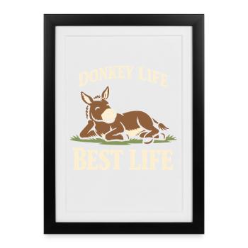 Esel-liebhaber Esel Lustiger Esel Bauernhoftier - Gerahmtes Poster (27 × 37 cm) - Schwarz - Vorne