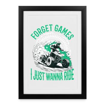 Quad ATV Garçons Hommes Quad Wheeler - Affiche encadrée (27 × 37 cm) - noir - Devant