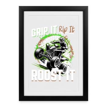 Quad ATV Garçons Hommes Quad Wheeler - Affiche encadrée (27 × 37 cm) - noir - Devant