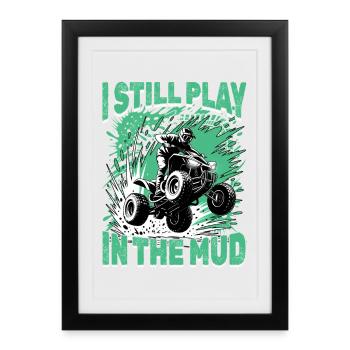 Quad ATV Garçons Hommes Quad Wheeler - Affiche encadrée (27 × 37 cm) - noir - Devant
