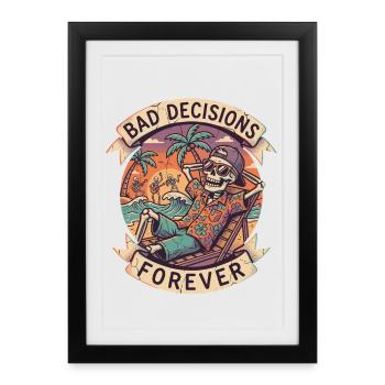 Skeleton Beach Humor Graphic - Framed poster (27 × 37 cm) - black - Front