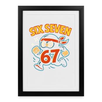 Six Seven 67 Italian Brainrot Ninja Humor Funny - Framed poster (27 × 37 cm) - black - Front