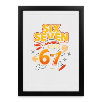 Six Seven 67 Italian Brainrot Ninja Humor Funny - Framed poster (27 × 37 cm) - black - Front