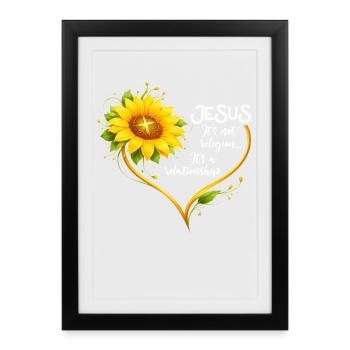 Inspirational Christian Sunflowers Jesus - Framed poster (27 × 37 cm) - black - Front