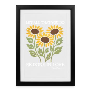 Inspirational Christian Sunflowers Jesus - Framed poster (27 × 37 cm) - black - Front