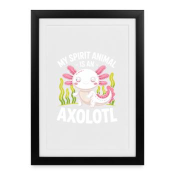 Axolotl Spirit Animal - Framed poster (27 × 37 cm) - black - Front