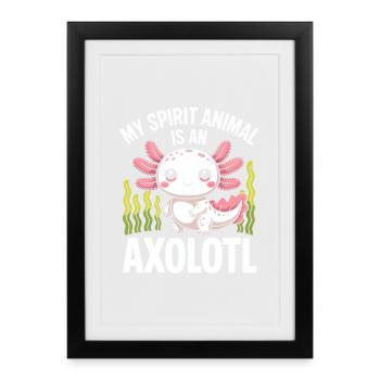 Axolotl Spirit Totem Tee - Framed poster (27 × 37 cm) - black - Front