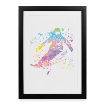 Ski alpin Sports d’hiver Ski nordique - Affiche encadrée (27 × 37 cm) - noir - Devant