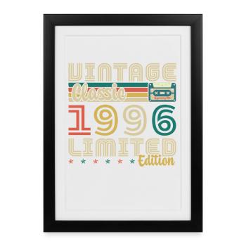 1996 Vintage Cadeau D'anniversaire Homme Femme - Affiche encadrée (27 × 37 cm) - noir - Devant