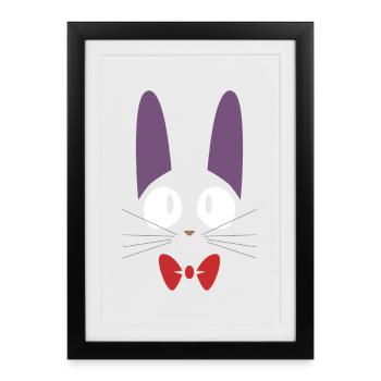 Süße schwarze Jiji Katze mit roter Fliege - Gerahmtes Poster (27 × 37 cm) - Schwarz - Vorne