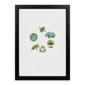 Save Rescue Recycle Plant Clean Care - Framed poster (27 × 37 cm) - black - Front