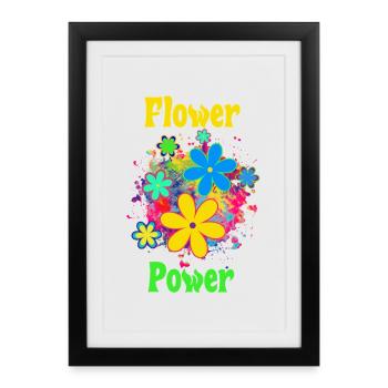 flower power - Framed poster (27 × 37 cm) - black - Front