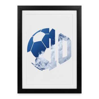 NON. 10 FOOTBALLEUR NUMÉRO 10 FOOTBALL 10E ANNIVERSAIRE - Affiche encadrée (27 × 37 cm) - noir - Devant